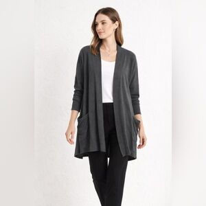 Pact Charcoal Gray Organic Cotton Open Cardigan Size M/L Cozy Layering